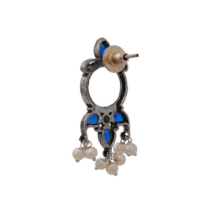 Loop dot stud earrings (Blue)
