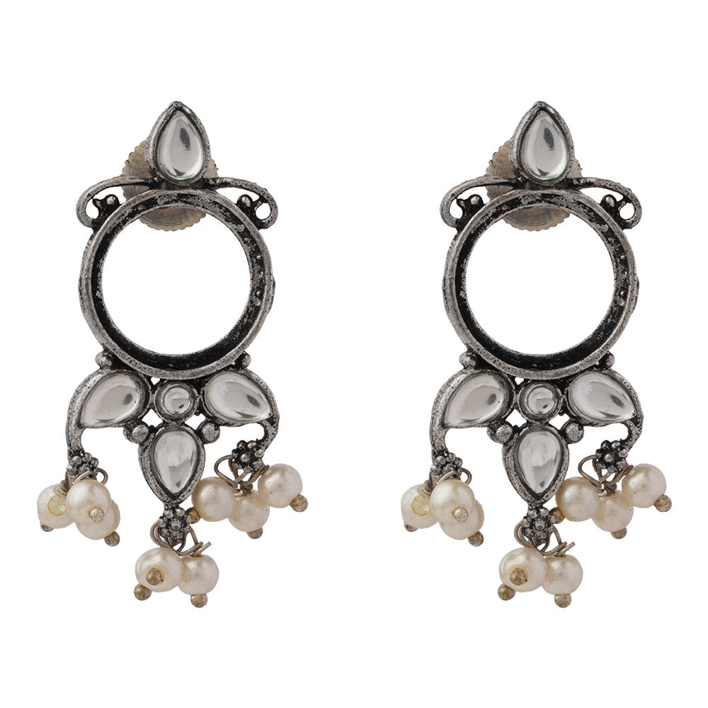 Loop dot stud earrings (White)