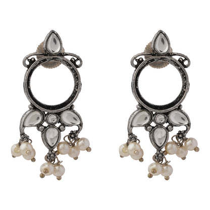 Loop dot stud earrings (White)