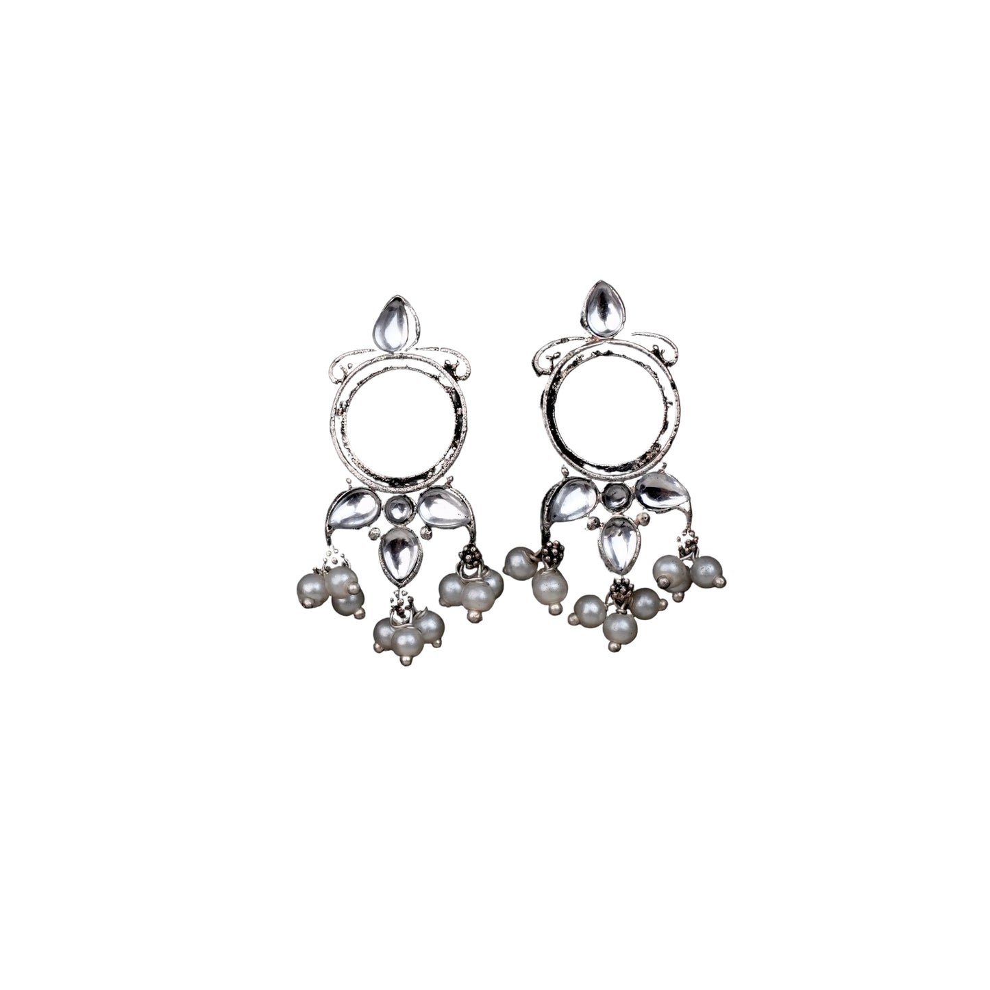 StylishKudi Oxidised Silver Earrings&Chandbali Earrings ComboSet for Women&girl
