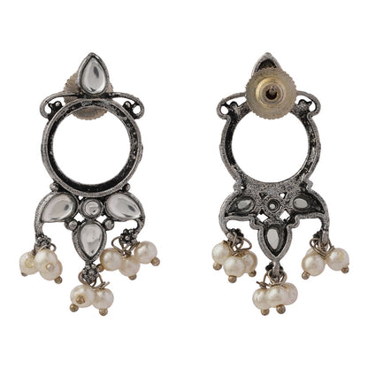 Loop dot stud earrings (White)