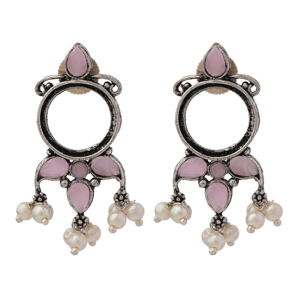 Loop dot stud earrings (Baby Pink)