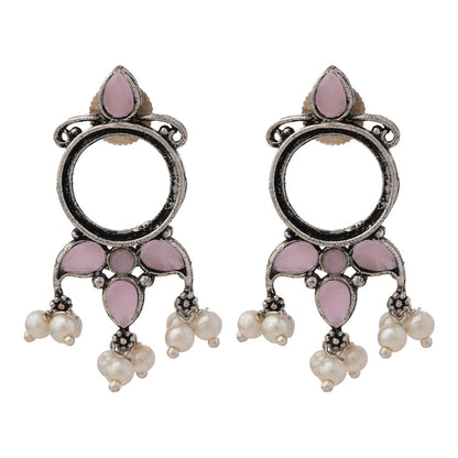 Loop dot stud earrings (Baby Pink)
