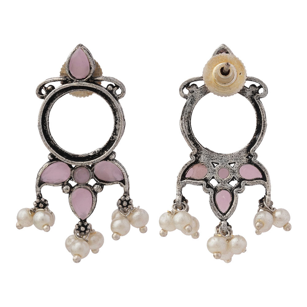Loop dot stud earrings (Baby Pink)