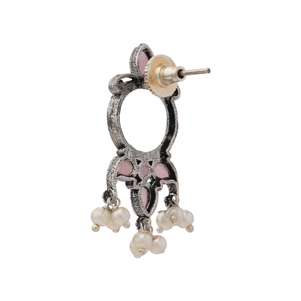 Loop dot stud earrings (Baby Pink)