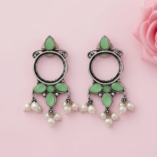 Loop dot stud earrings (Pista)