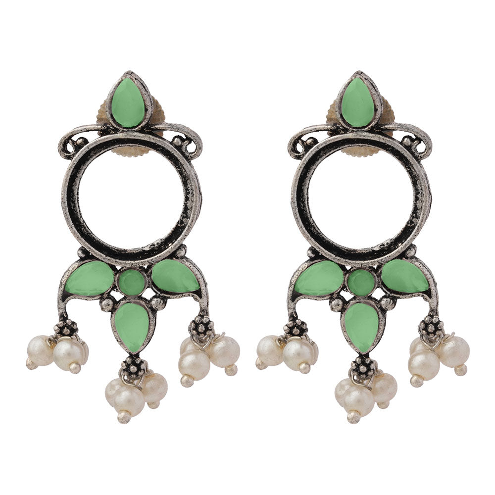 Loop dot stud earrings (Pista)