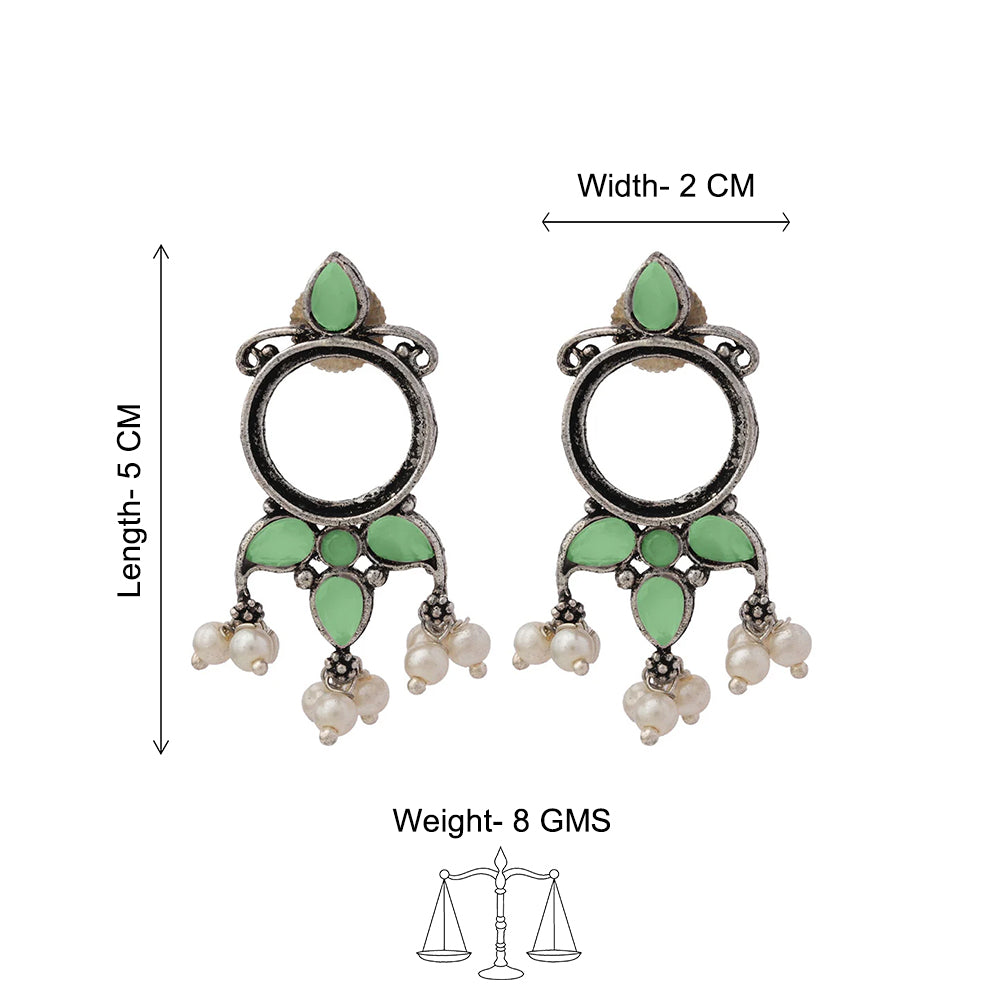 Peacock glow stone studded dangler earrings & Loop dot stud earrings Combo set