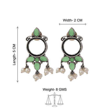 Peacock glow stone studded dangler earrings & Loop dot stud earrings Combo set