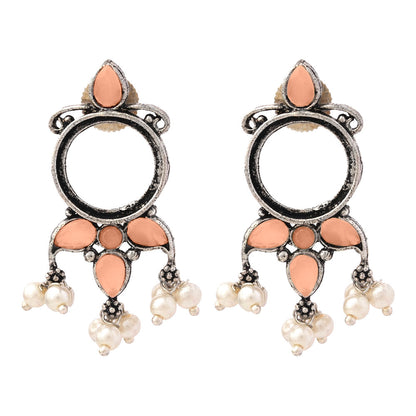 Loop dot stud earrings (Light Orange)