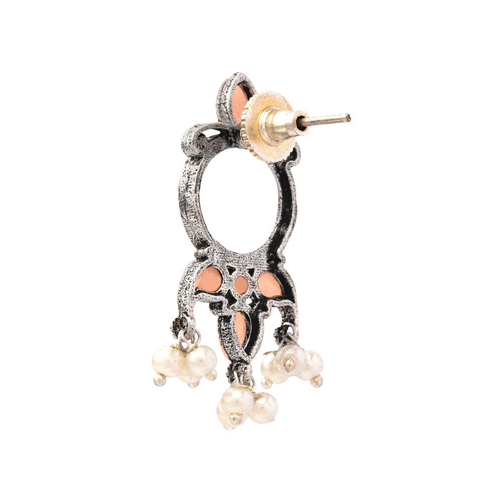 Loop dot stud earrings (Light Orange)
