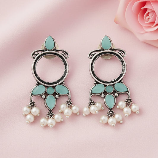Loop dot stud earrings (Mint)