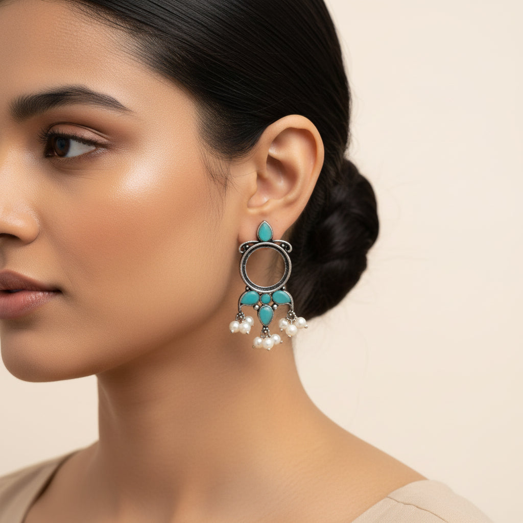 Loop dot stud earrings (Mint)