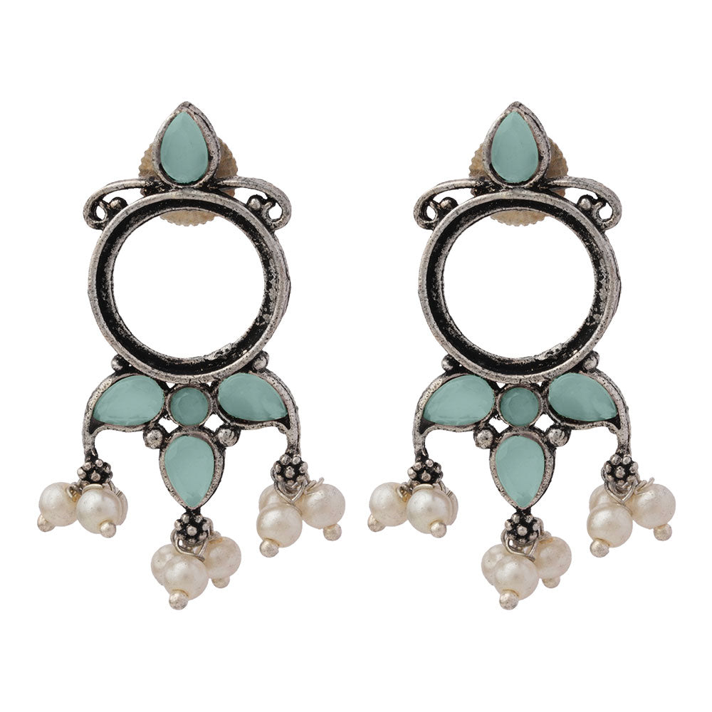 Loop dot stud earrings (Mint)