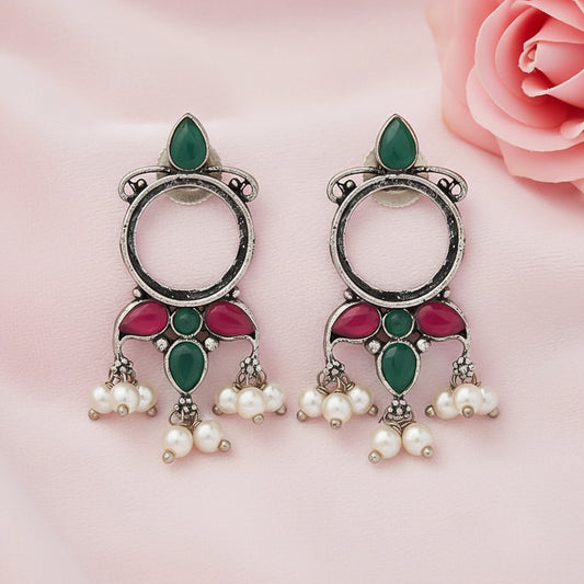 Loop dot stud earrings (Multicolored)