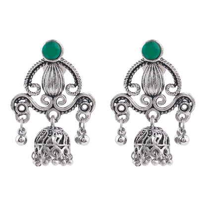 Swirly strings jhumki earrings (Green)