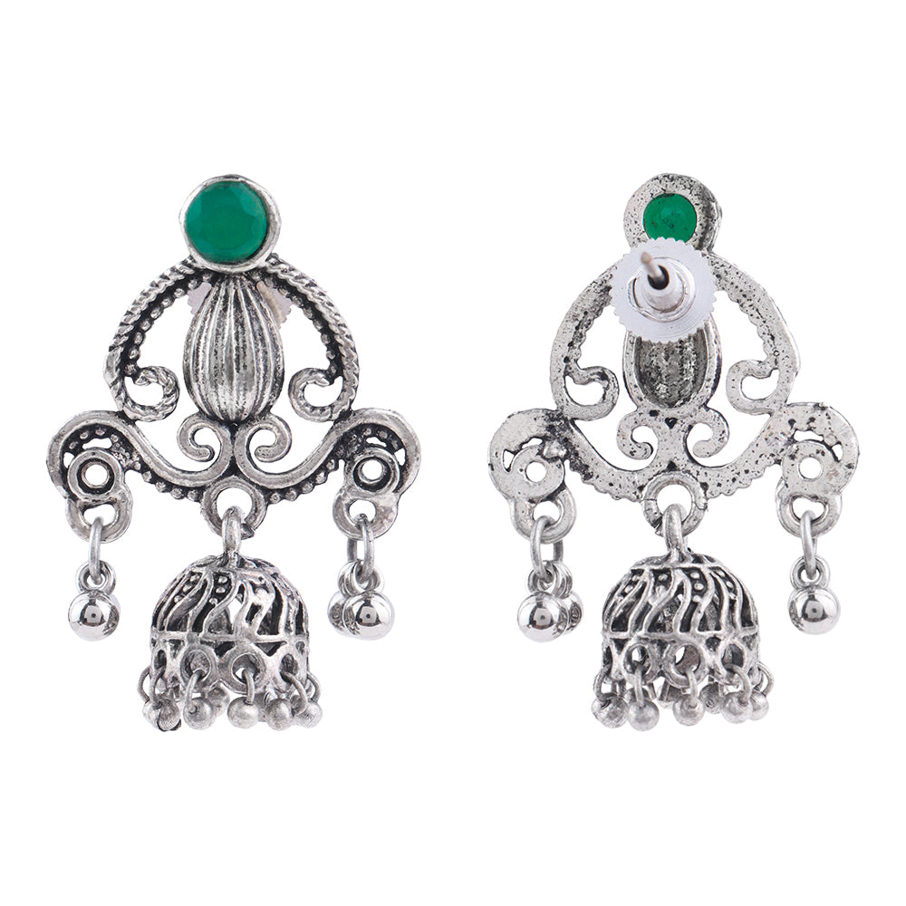 Swirly strings jhumki earrings (Green)
