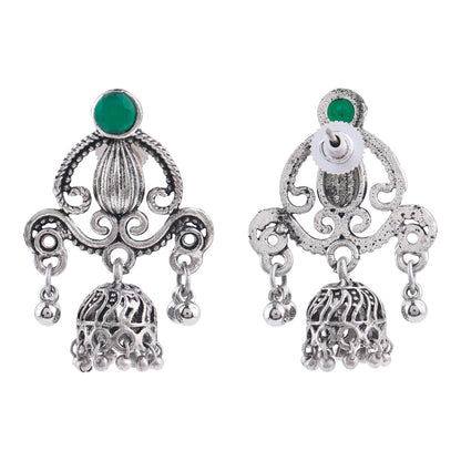 Swirly strings jhumki earrings (Green)