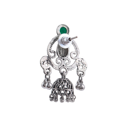 Swirly strings jhumki earrings (Green)