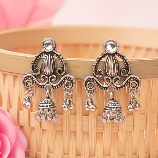 Swirly strings jhumki earrings (White)