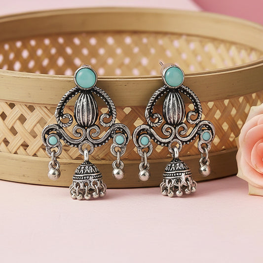 Swirly strings jhumki earrings (Mint)