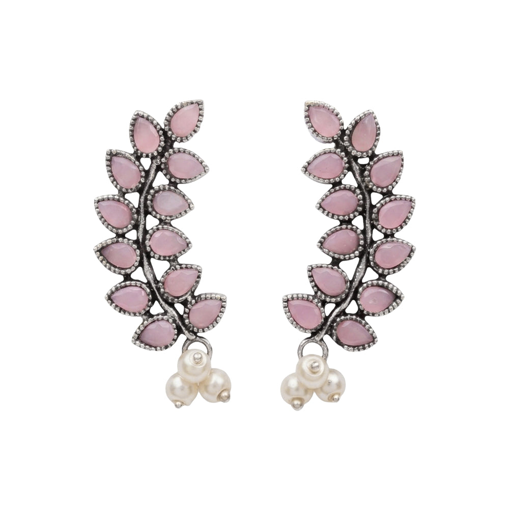 Flower frame stud earrings (Baby Pink)