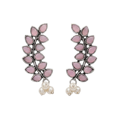 Flower frame stud earrings (Baby Pink)