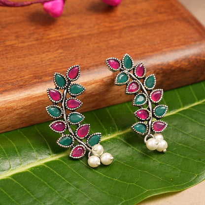 Flower frame stud earrings (Multicolored)