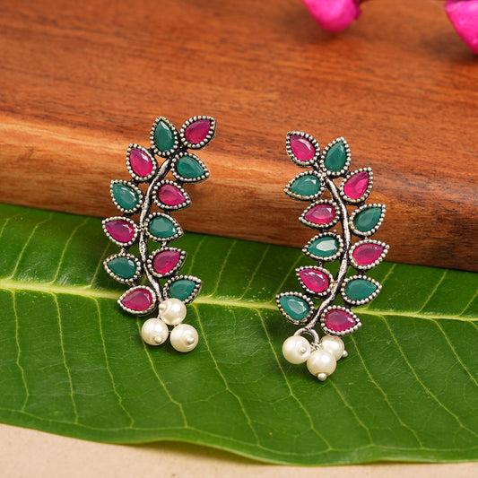 Flower frame stud earrings (Multicolored)