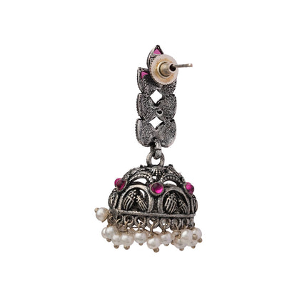 Leaf Cascade jhumki earrings (Red)