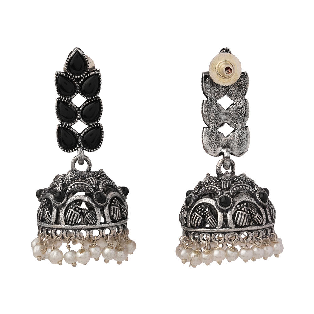 Leaf Cascade jhumki earrings (Black)