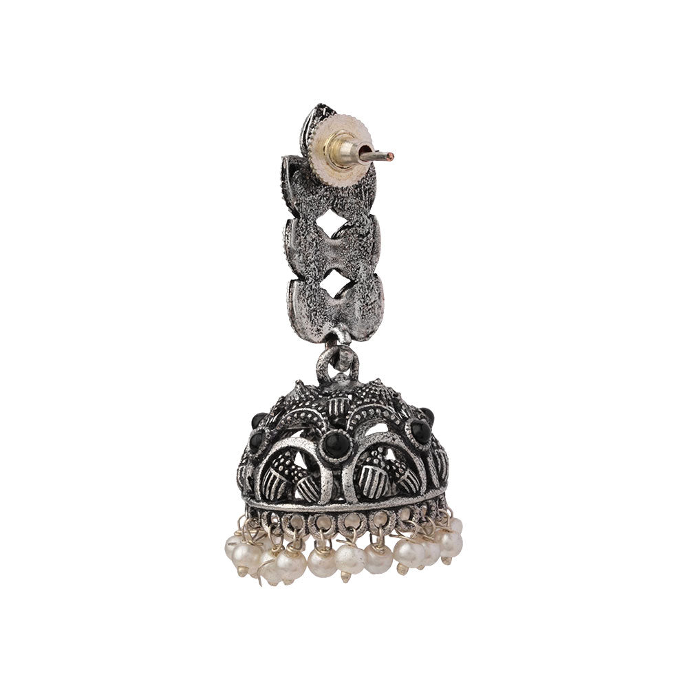 Leaf Cascade jhumki earrings (Black)