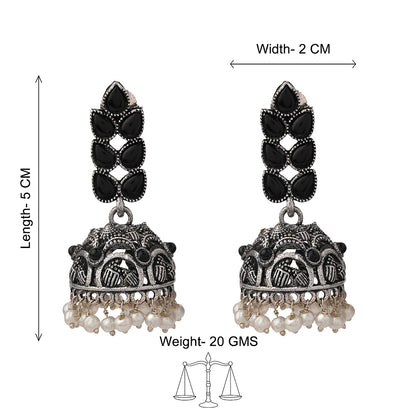 Leaf Cascade jhumki earrings (Black)