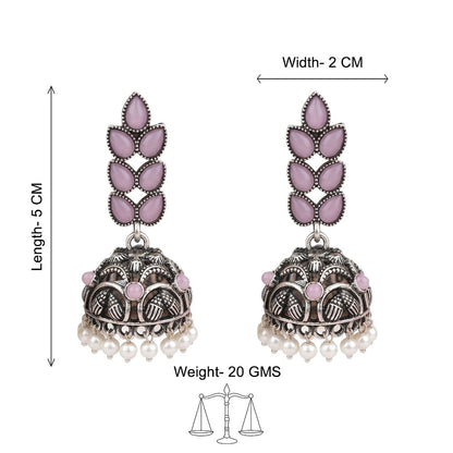 Leaf Cascade jhumki earrings (Baby Pink)