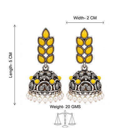 Leaf Cascade jhumki earrings (Yellow)