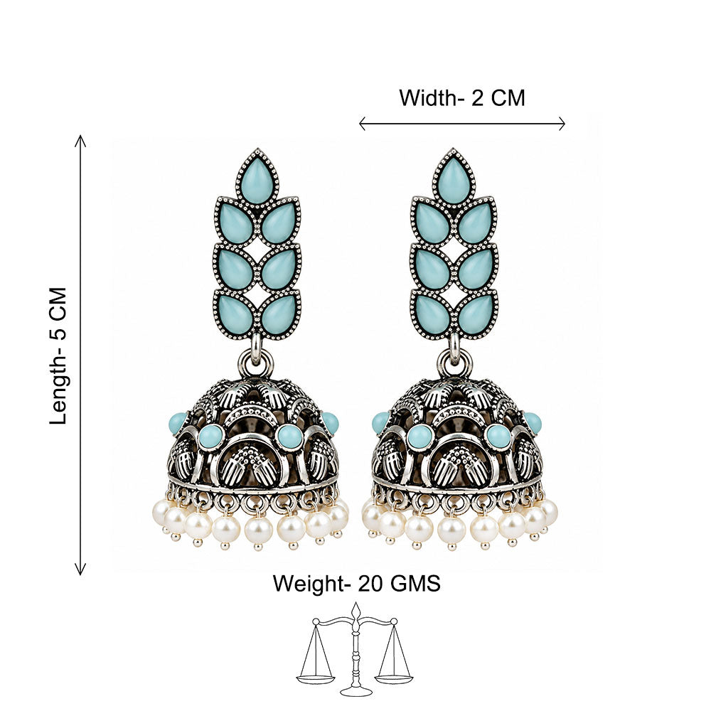 Leaf Cascade jhumki earrings (Mint)