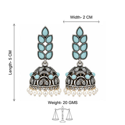 Leaf Cascade jhumki earrings (Mint)