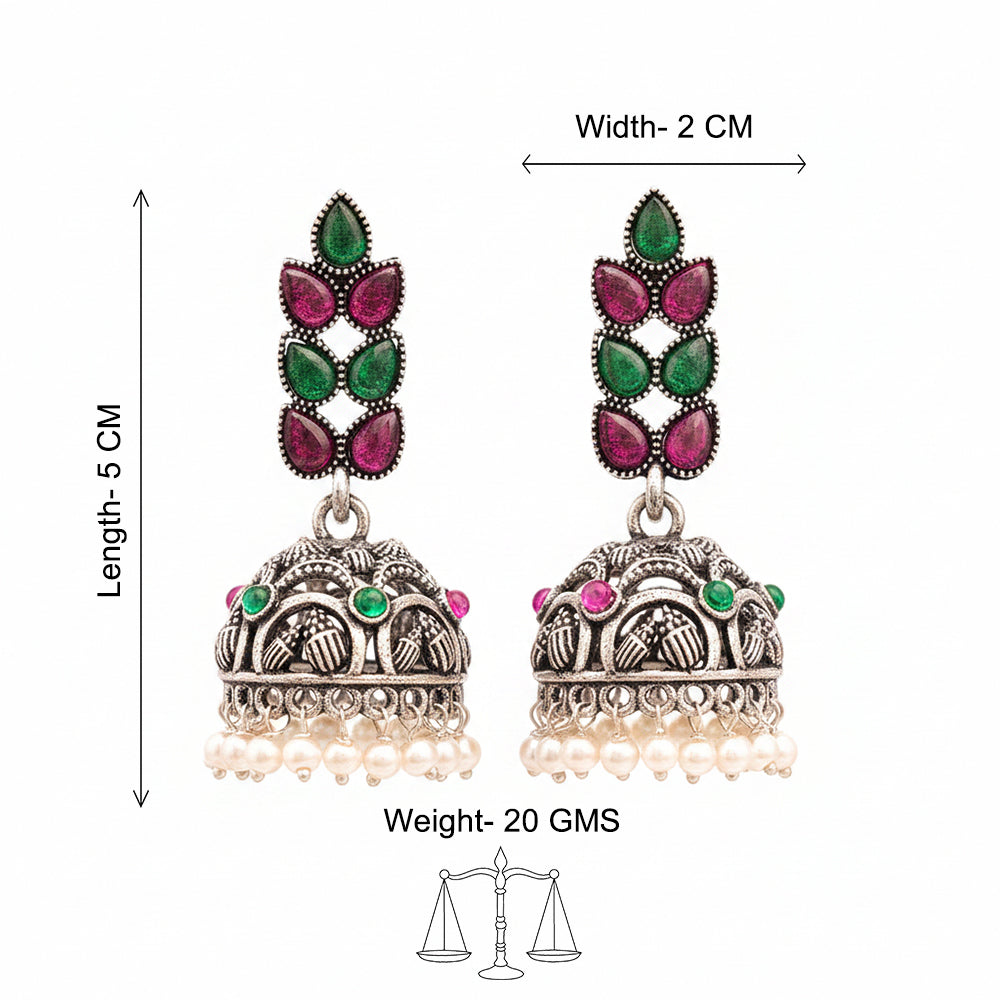Leaf Cascade jhumki earrings (Multicolored)