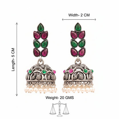 Leaf Cascade jhumki earrings (Multicolored)
