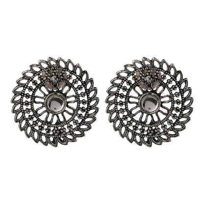 Carved Charm Dangler earrings (White) Charming Chakra stud earrings (White) Combo set