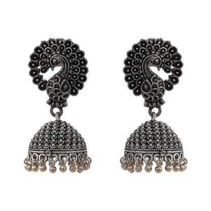 Mayur magic jhumka earrings (Silver)