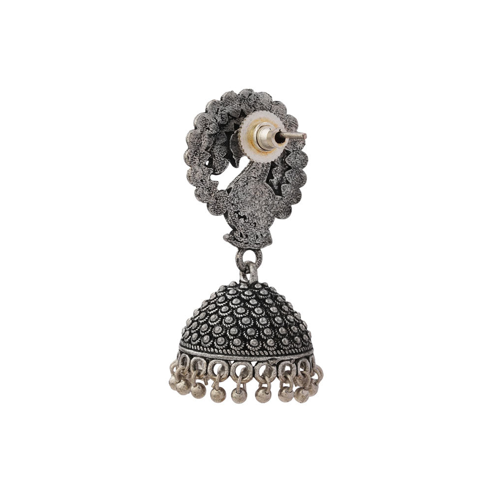 Mayur magic jhumka earrings (Silver)