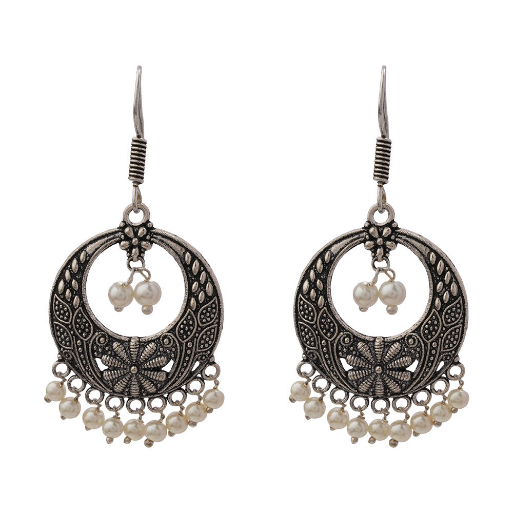 Eternal glide pearl dangler earrings (Silver)