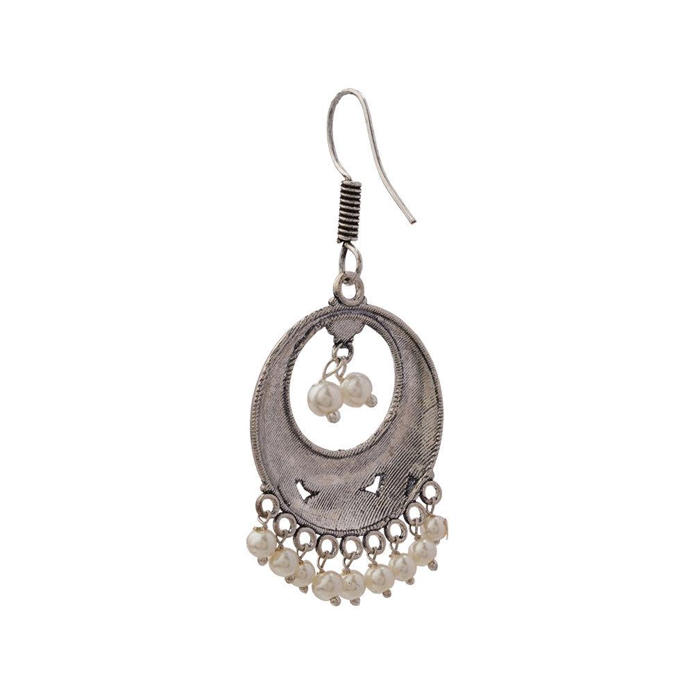 Eternal glide pearl dangler earrings (Silver)