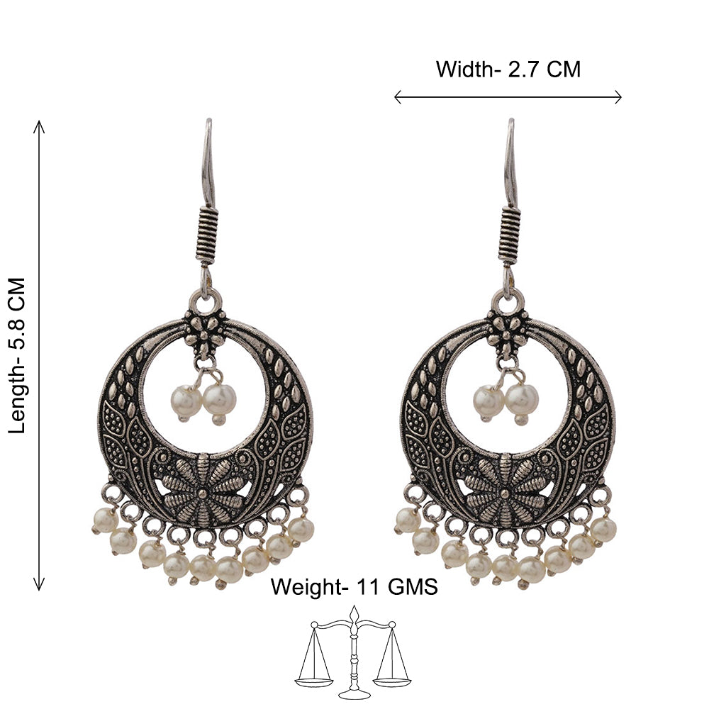 Eternal glide pearl dangler earrings (Silver)