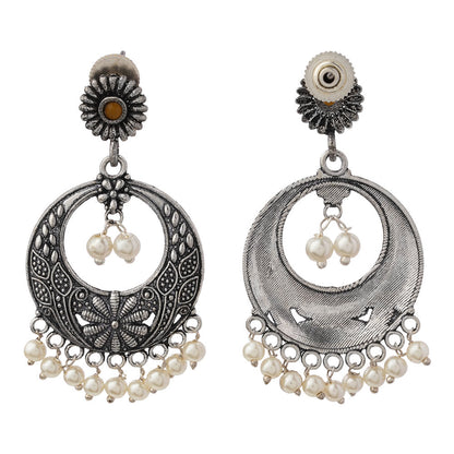 Graceful fall pearl dangler earrings (Yellow)