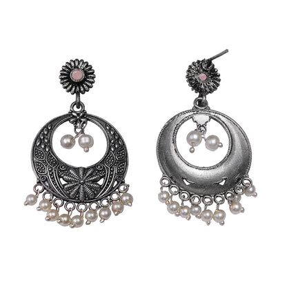 Graceful fall pearl dangler earrings (Light Orange)