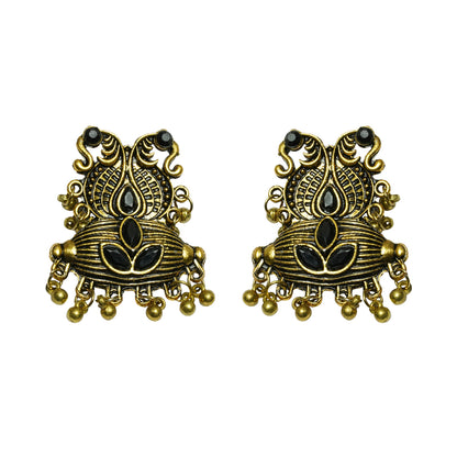 Golden gem ghunghroo stud earrings