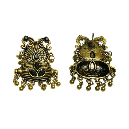 Golden gem ghunghroo stud earrings