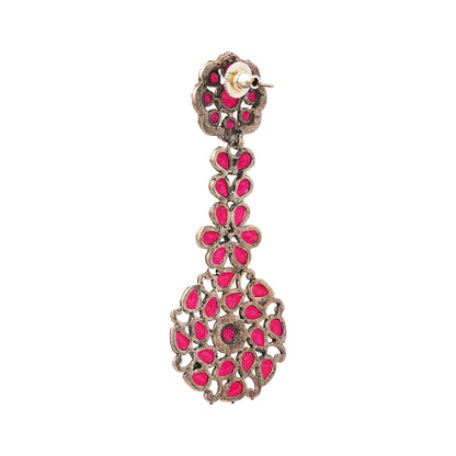 Blossom Cascade stone studded dangler earrings (Multicolored)